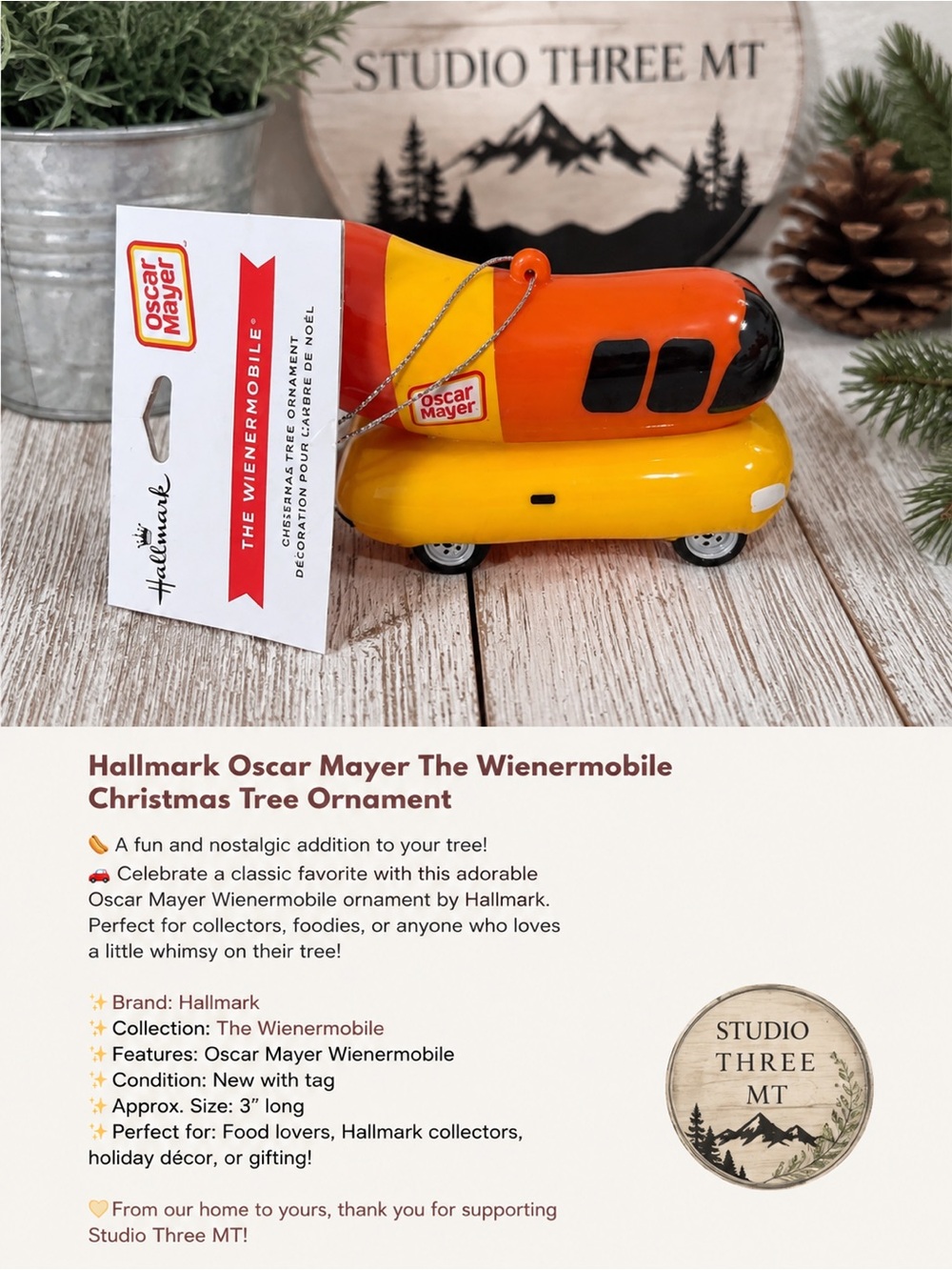 Hallmark Wienermobile Ornament - Orange & Yellow